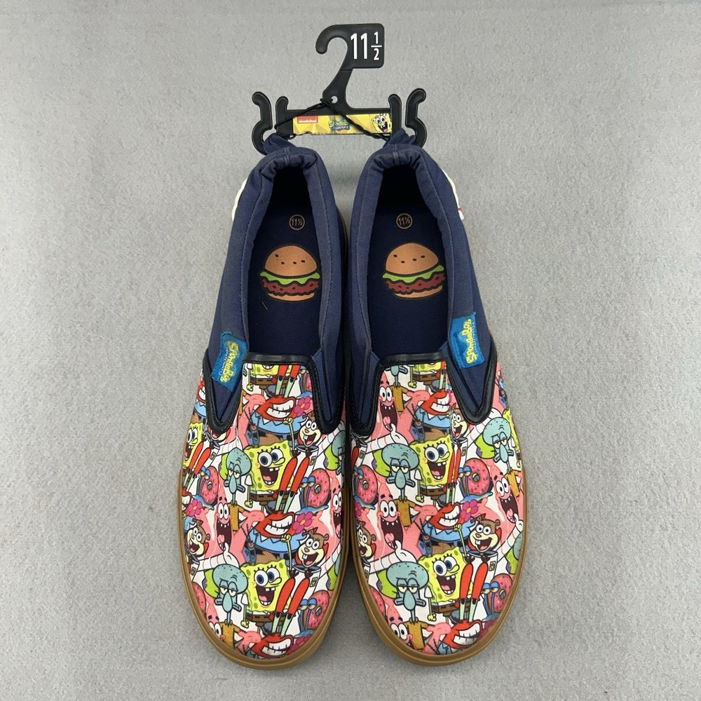 Sponge Bob Men's 11.5 Sneakers The Krusty Krab Slip On Multi/Navy GroundUp